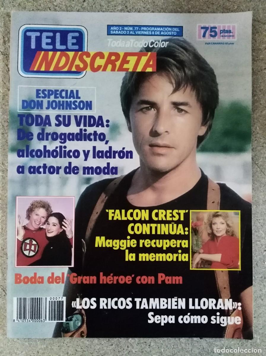 Coleccionismo de Revistas y Peri&oacute;dicos: Revista Tele Indiscreta 77 Don Johnson
