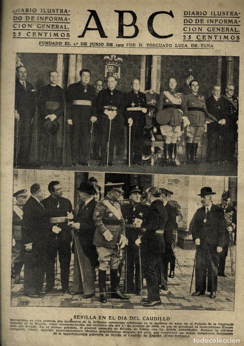 Coleccionismo de Revistas y Peri&oacute;dicos: PERIODICO ABC MADRID-SEVILLA 2 DE OCTUBRE DE 1942. A-ABC-0739