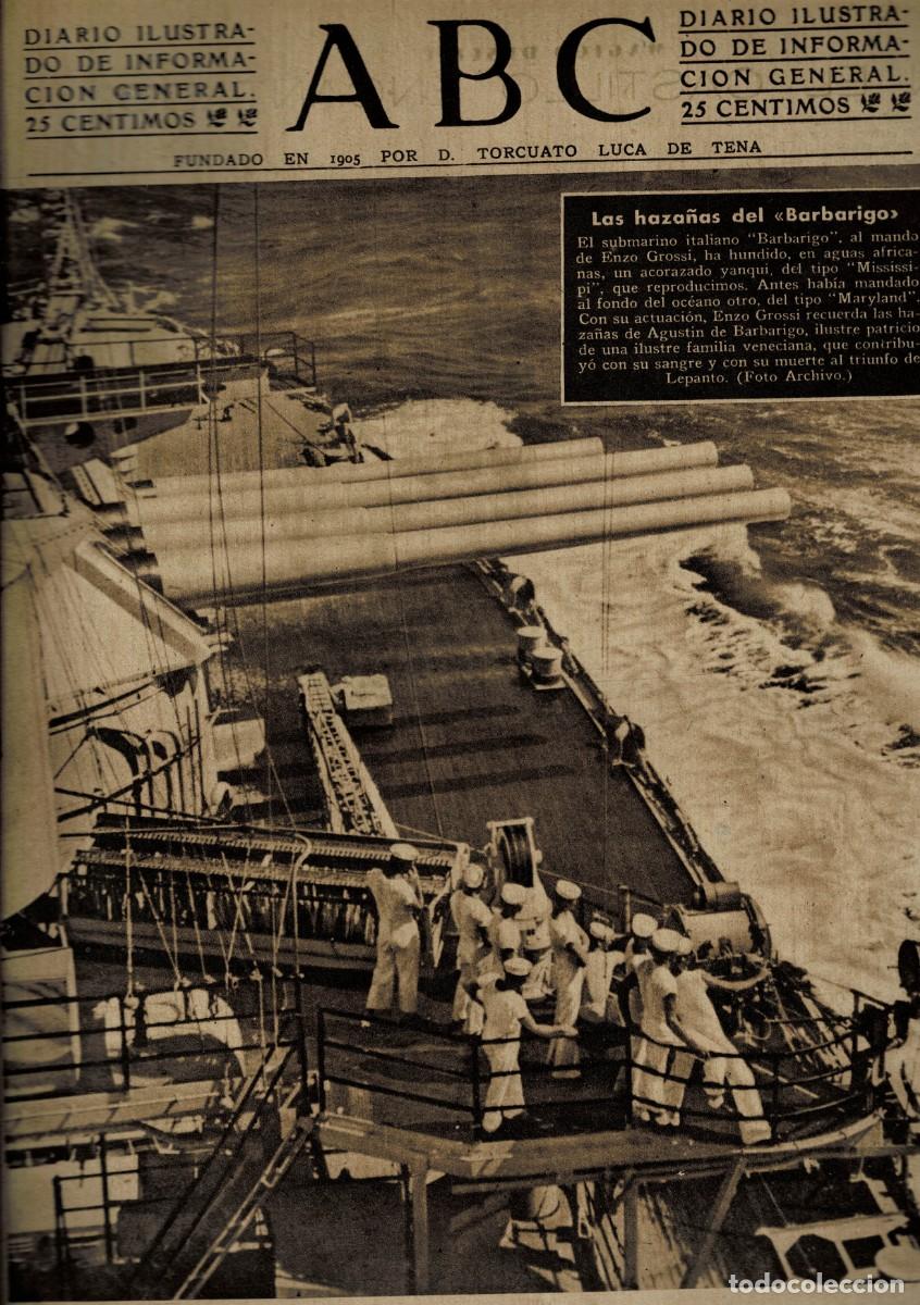 Coleccionismo de Revistas y Peri&oacute;dicos: PERIODICO ABC MADRID-SEVILLA 9 DE OCTUBRE DE 1942. A-ABC-0743