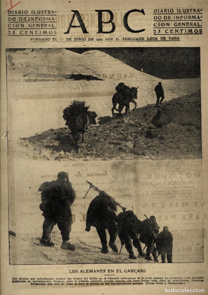 Coleccionismo de Revistas y Peri&oacute;dicos: PERIODICO ABC MADRID-SEVILLA 31 DE OCTUBRE DE 1942 N&ordm; 12239. A-ABC-0755