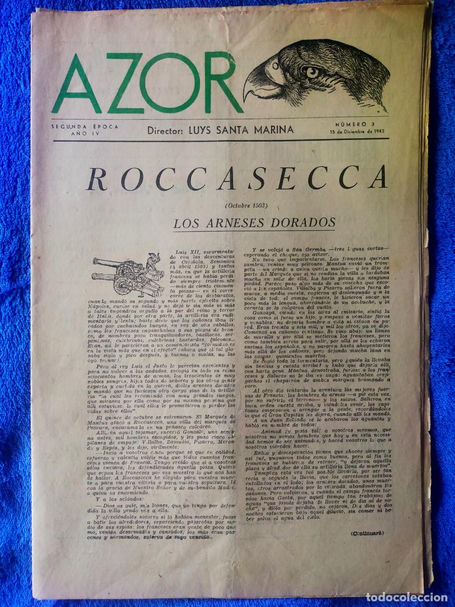 Coleccionismo de Revistas y Peri&oacute;dicos: Revista Azor. Segunda &eacute;poca. N&ordm; 3. 1942. Luys Santa Marina.