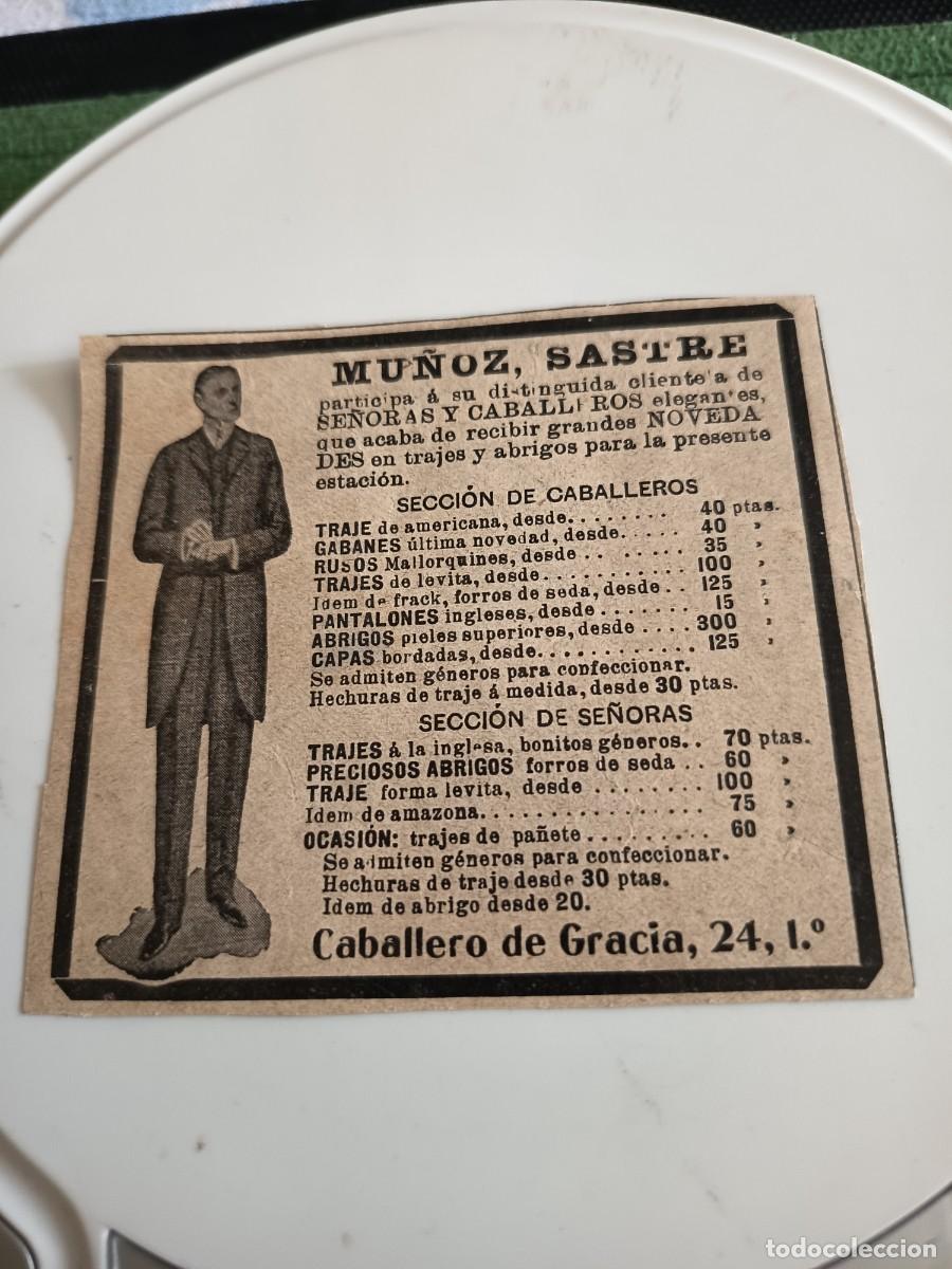 Coleccionismo de Revistas y Peri&oacute;dicos: ANTIGUO ANUNCIO SASTRE MU&Ntilde;OZ