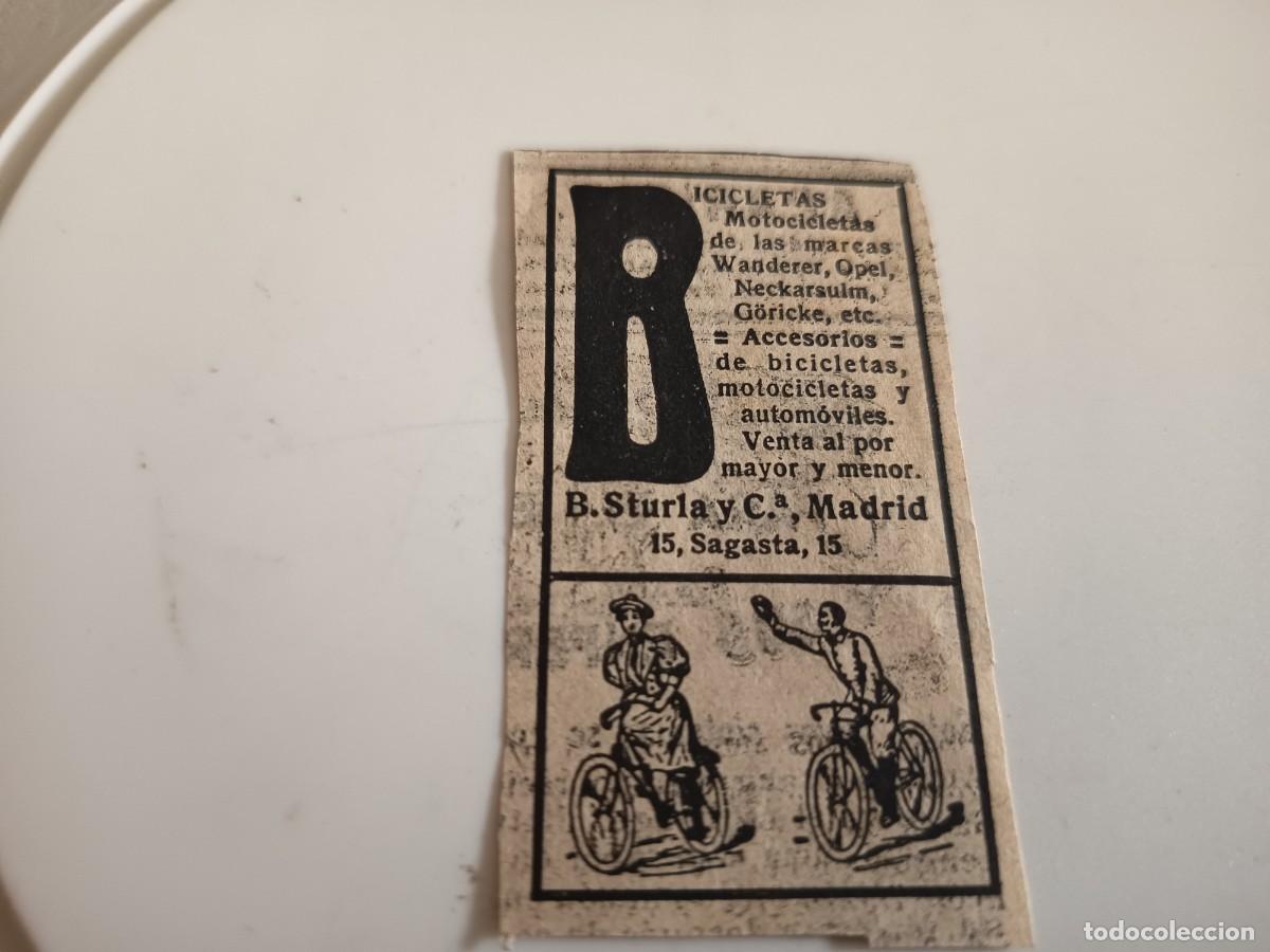 Coleccionismo de Revistas y Peri&oacute;dicos: ANTIGUO ANUNCIO BICICLETAS B.STURIA Y CIA