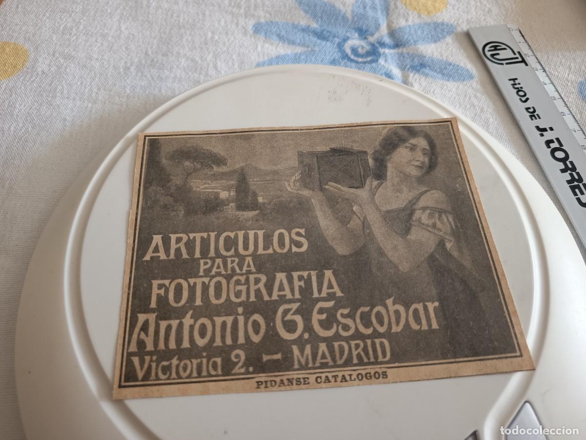 Coleccionismo de Revistas y Peri&oacute;dicos: ANTIGUO ANUNCIO ARTICULOS PARA FOTOGRAFIA ANTONIO G ESCOBAR