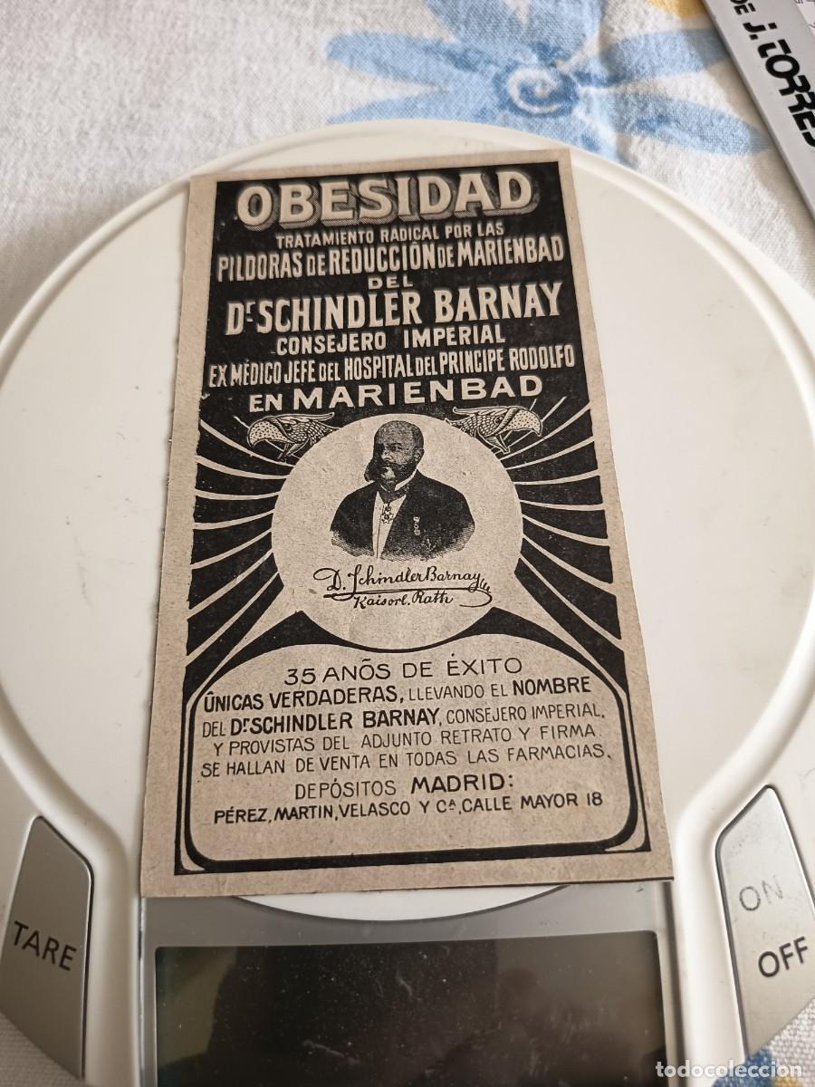 Coleccionismo de Revistas y Peri&oacute;dicos: ANTIGUO ANUNCIO ADELGAZANTES DOCTOR SCHINDLER BARNAY