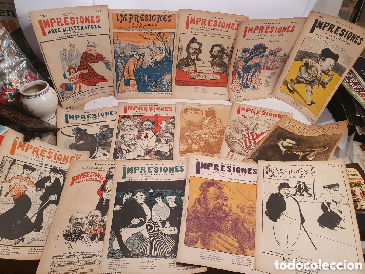 Coleccionismo de Revistas y Peri&oacute;dicos: IMPRESIONES. REVISTA VALENCIANA. ARTE LITERATURA. 22 NUMEROS 1908. LITOGRAFIA HIJAS S. PABLO-VAL