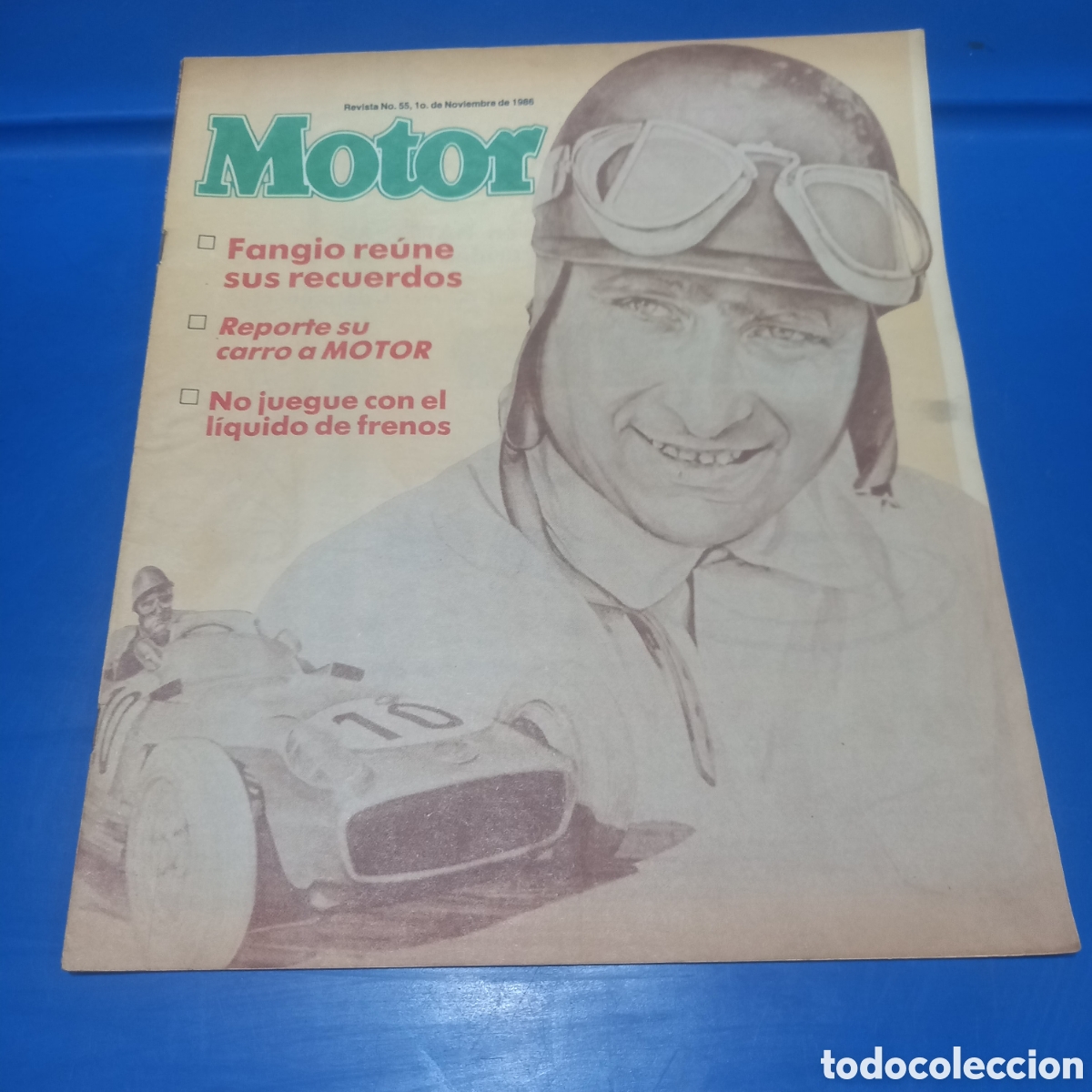 Coleccionismo de Revistas y Peri&oacute;dicos: Revista Antigua Portada Juan Manuel Fangio a&ntilde;o 1986 Formato Grande Edicion Revista Motor No Comun