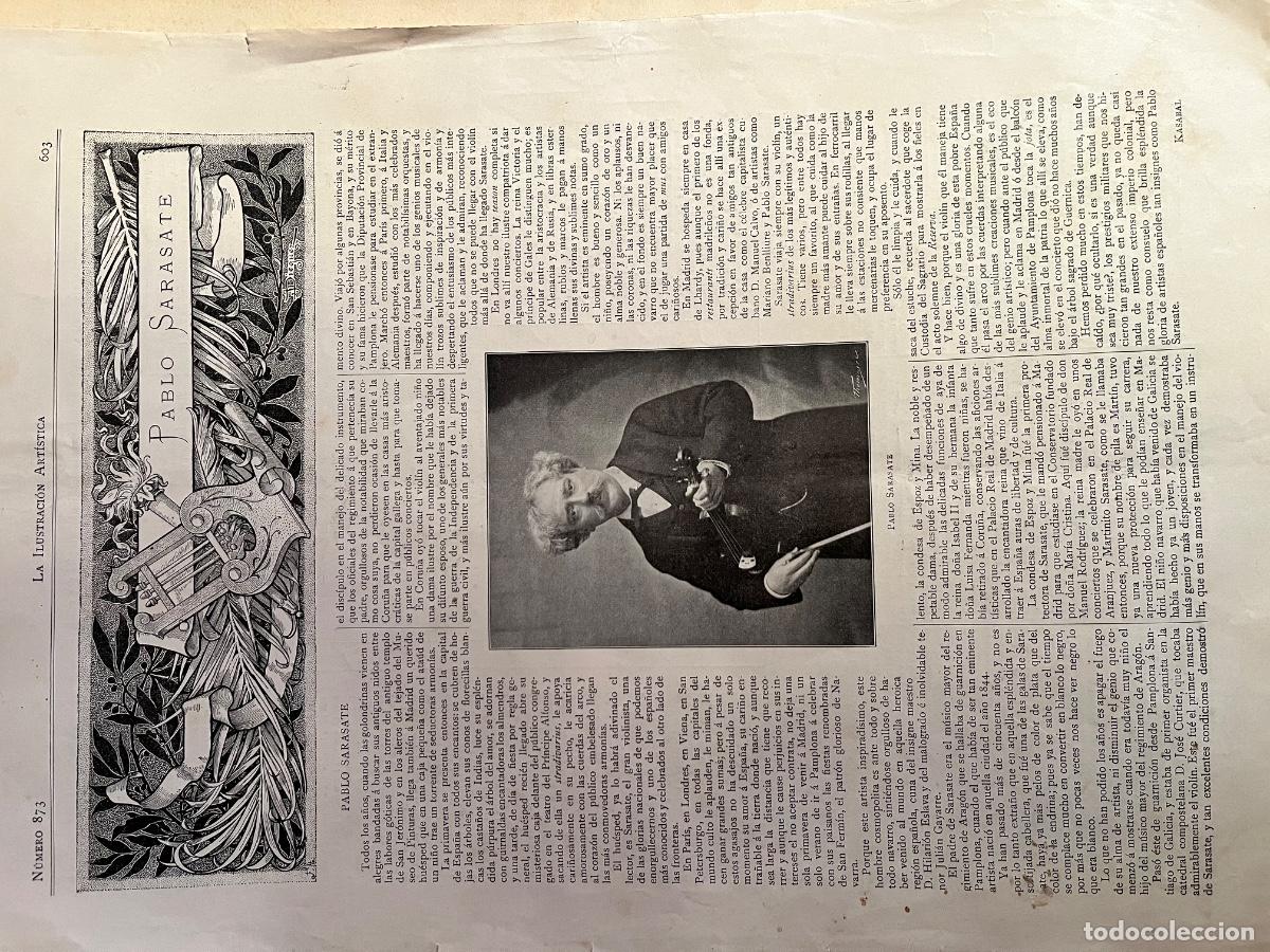 Collection Magazines and Newspapers: Pablo Sarasate, hoja suelta de La Ilustraci&oacute;n Art&iacute;stica n.873 , p&aacute;g. 603