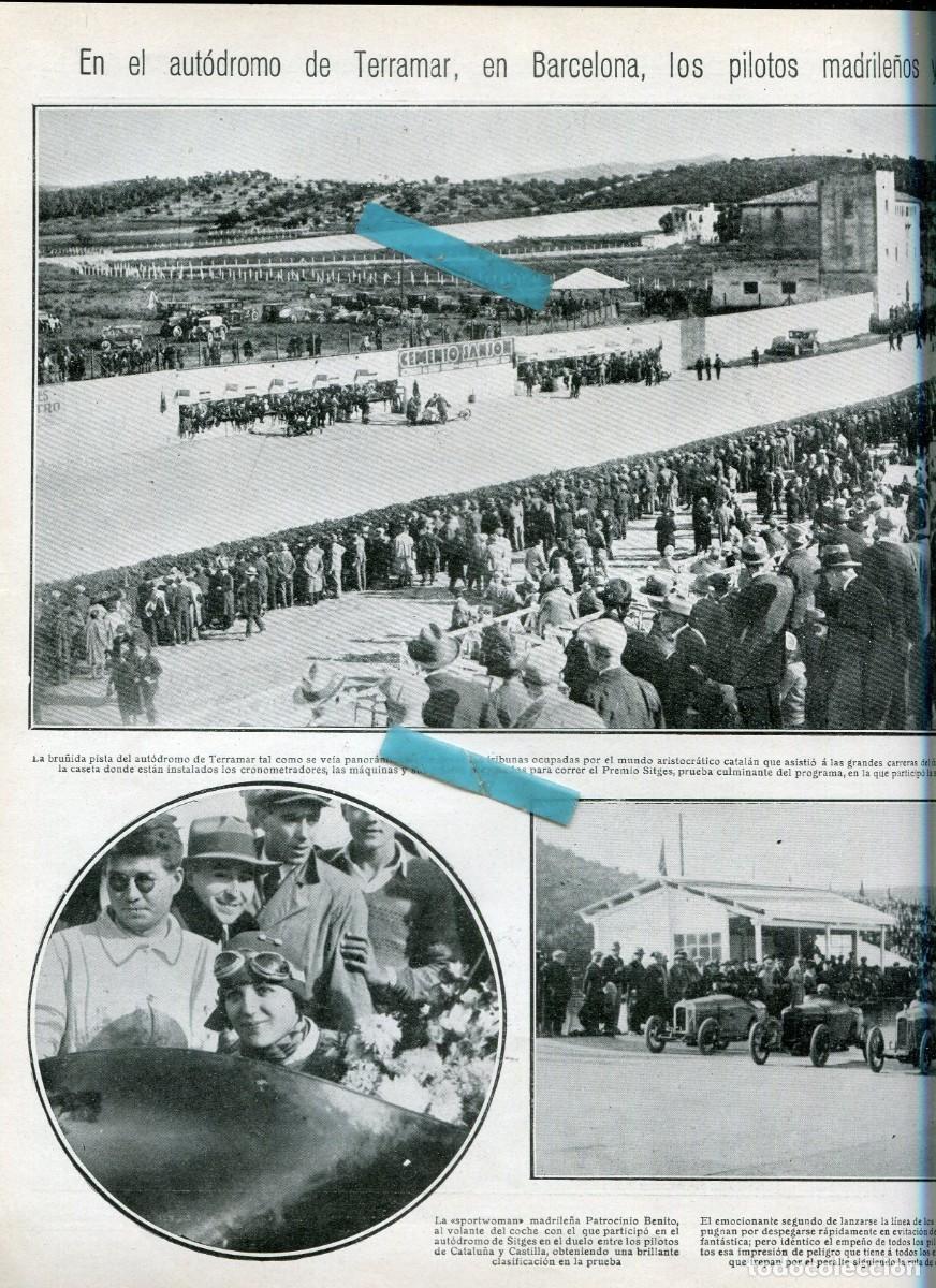 Coleccionismo de Revistas y Peri&oacute;dicos: REVISTA A&Ntilde;O 1926 CARRERA DE COCHES MOTOS EN TERRAMAR SITGES LA PILOTO PATROCINIO BENITO