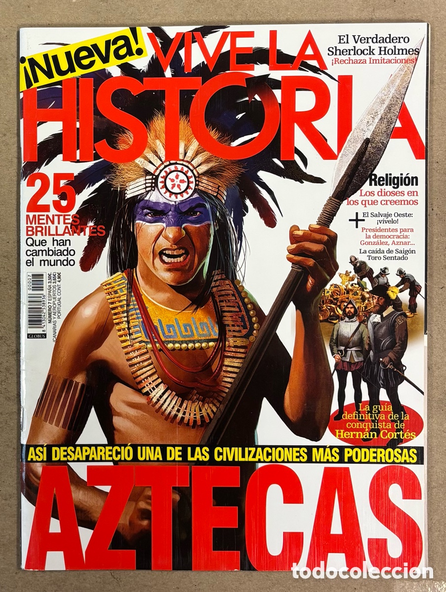 Coleccionismo de Revistas y Peri&oacute;dicos: VIVE LA HISTORIA N&deg; 7. AZTECAS, GU&Iacute;A CONQUISTA HERN&Aacute;N CORT&Eacute;S, EL VERDADERO SHERLOCK HOLMES