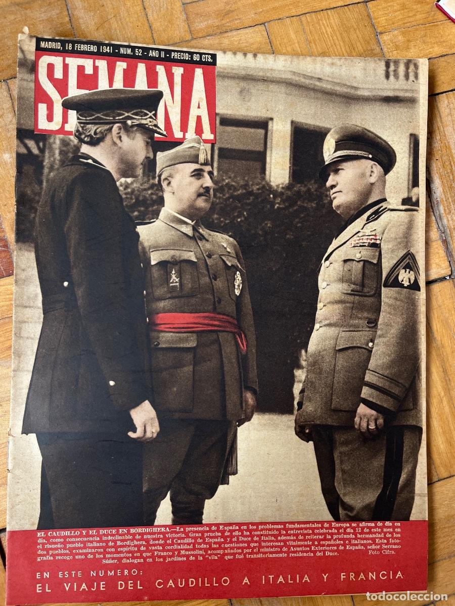 Coleccionismo de Revistas y Peri&oacute;dicos: Semana. 18 de febrero de 1941: Franco y Mussolini en Bordighera
