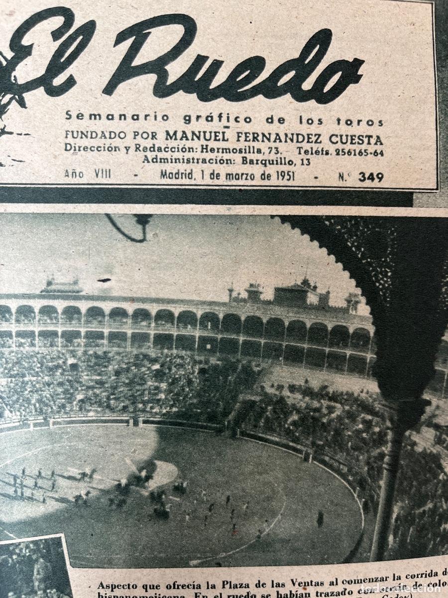 Coleccionismo de Revistas y Peri&oacute;dicos: El ruedo. Semanario gr&aacute;fico de los toros. Num. 349, 1 de marzo de 1951, a&ntilde;o VIII