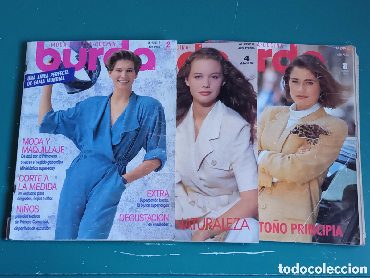 Collection Magazines and Newspapers: Revistas BURDA N&deg;2 y 8 de 1991 y N&deg;4 de 1992. Confecci&oacute;n de ropa por patrones