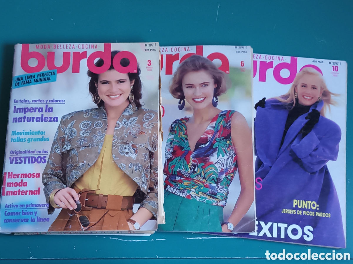Sammeln von Zeitschriften und Zeitungen: Revistas BURDA N&deg; 3, 6 y 10 de 1990. Confecci&oacute;n de ropa por patrones