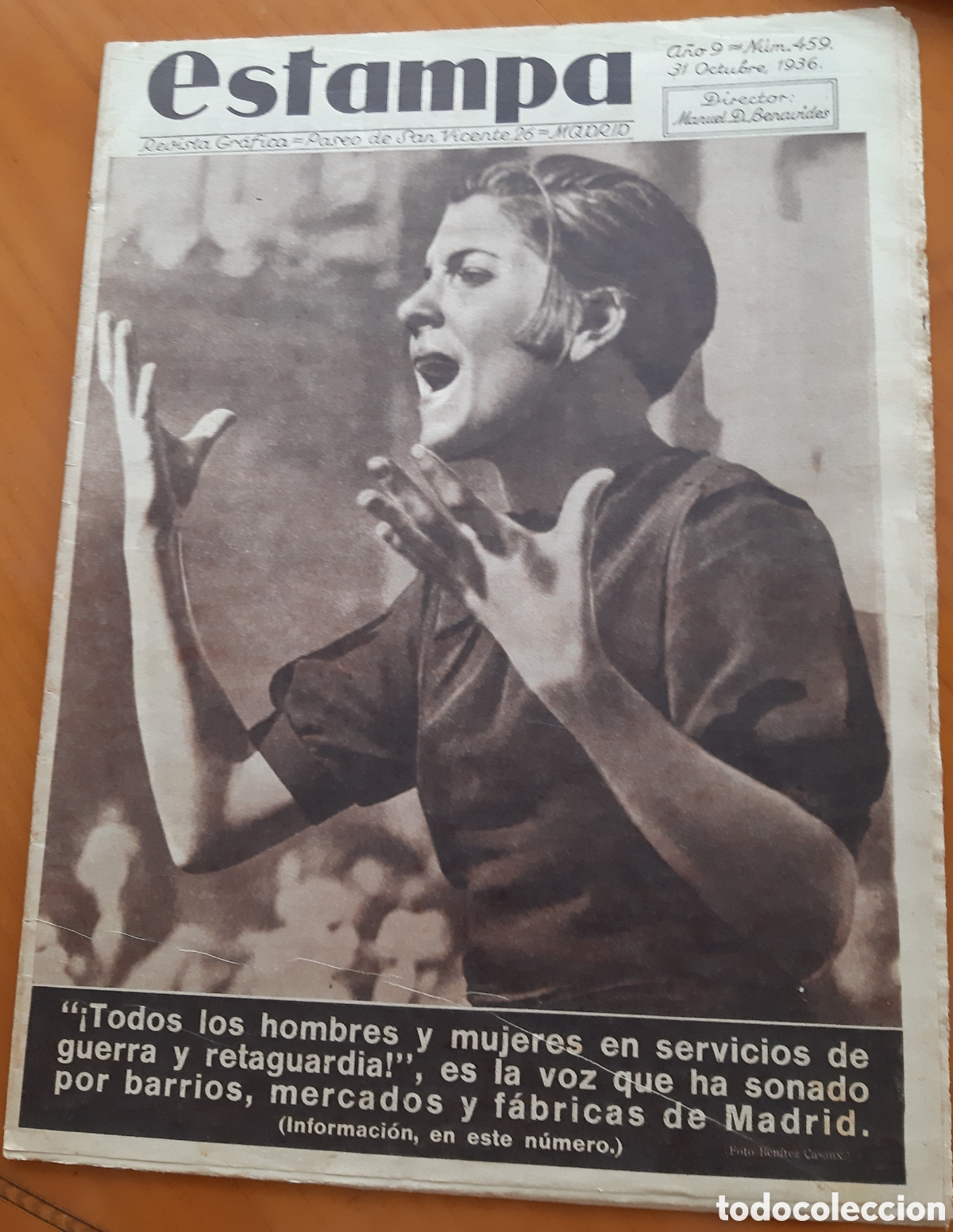 Coleccionismo de Revistas y Peri&oacute;dicos: Guerra civil. Peri&oacute;dico Estampa. 31.X.1936. Toma de Madrid. Original y completo.