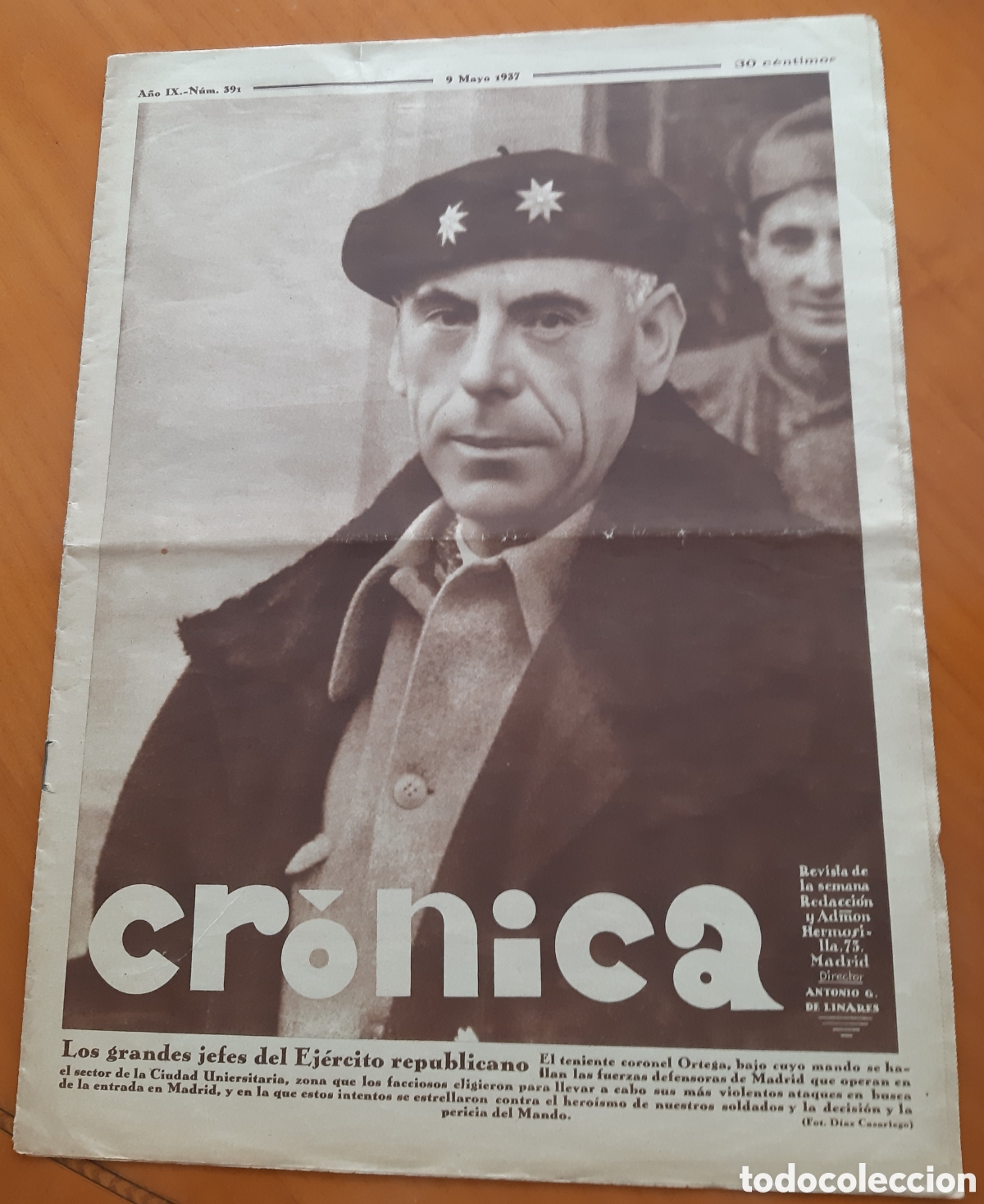 Collectionnisme de Revues et Journaux: Guerra civil peri&oacute;dico Cr&oacute;nica. 9.V. 1937. Original y completo