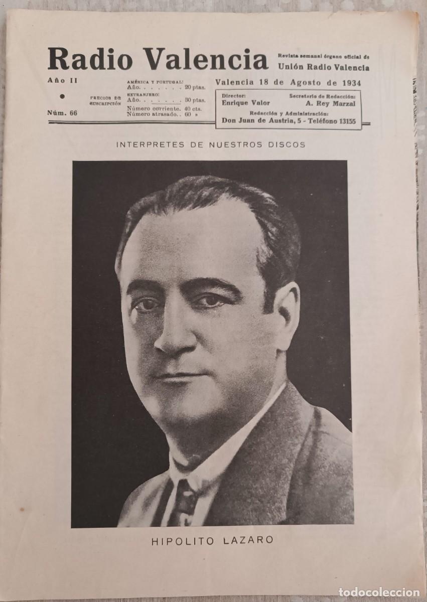 Sammeln von Zeitschriften und Zeitungen: Radio Valencia. Revista semanal. Agosto 1934.