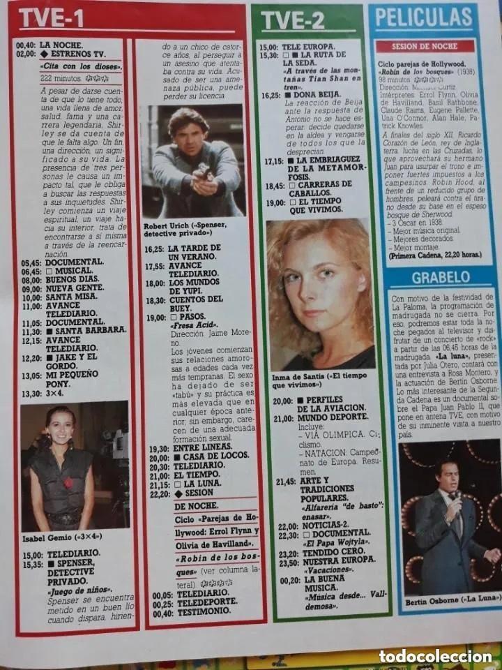 Collection Magazines and Newspapers: HOJA DE REVISTA CON -- - inma de santis - robert urich - bertin osborne - isabel gemio