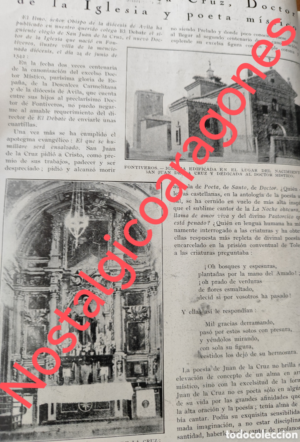 Sammeln von Zeitschriften und Zeitungen: Fontiveros iglesia S Juan Cruz escrito foto revista princ siglo XX 192B
