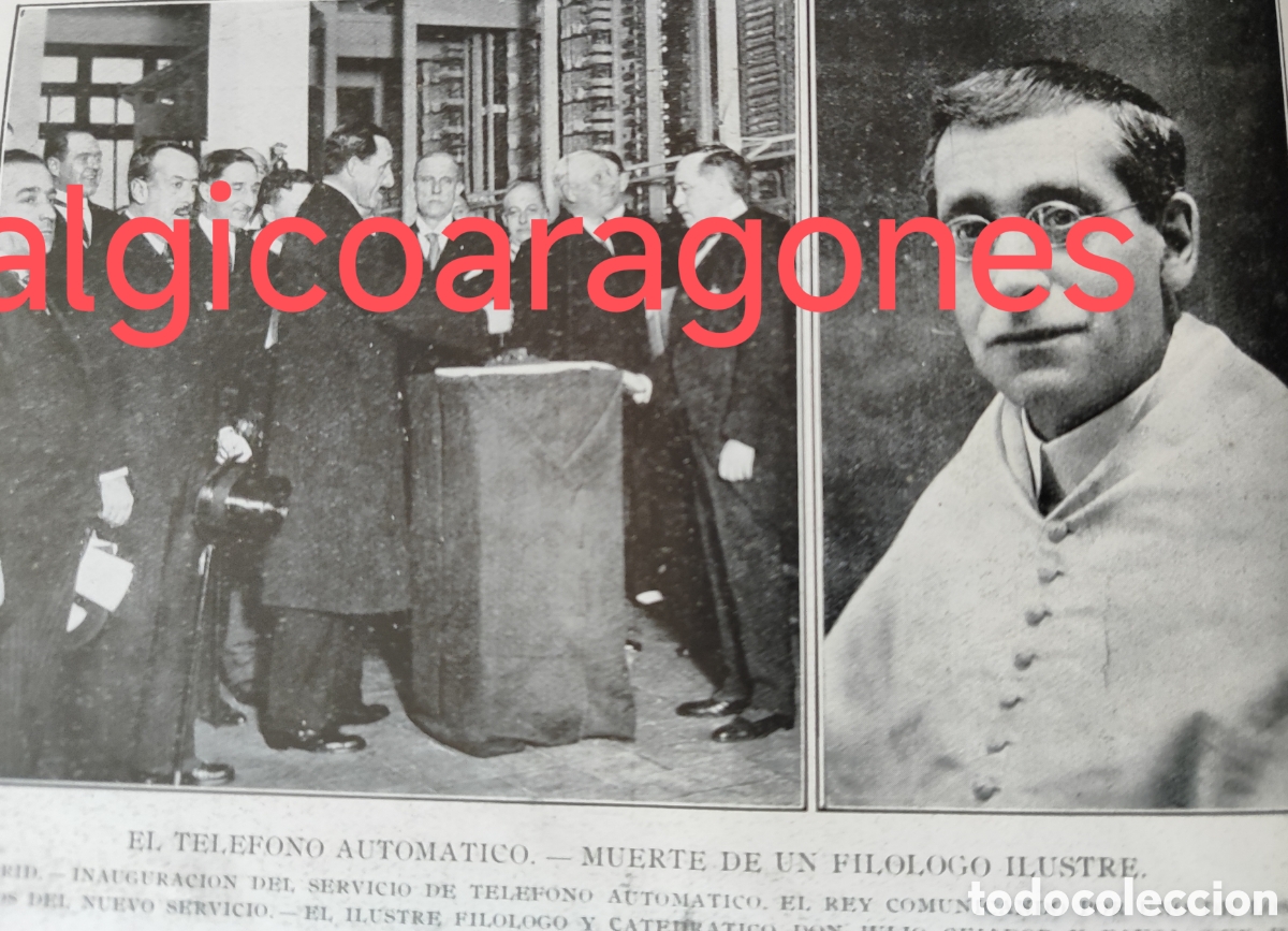 Coleccionismo de Revistas y Peri&oacute;dicos: Madrid inauguraci&oacute;n tel&eacute;fono automatico ,fallece Julio Cejador foto revista princ siglo XX 192B