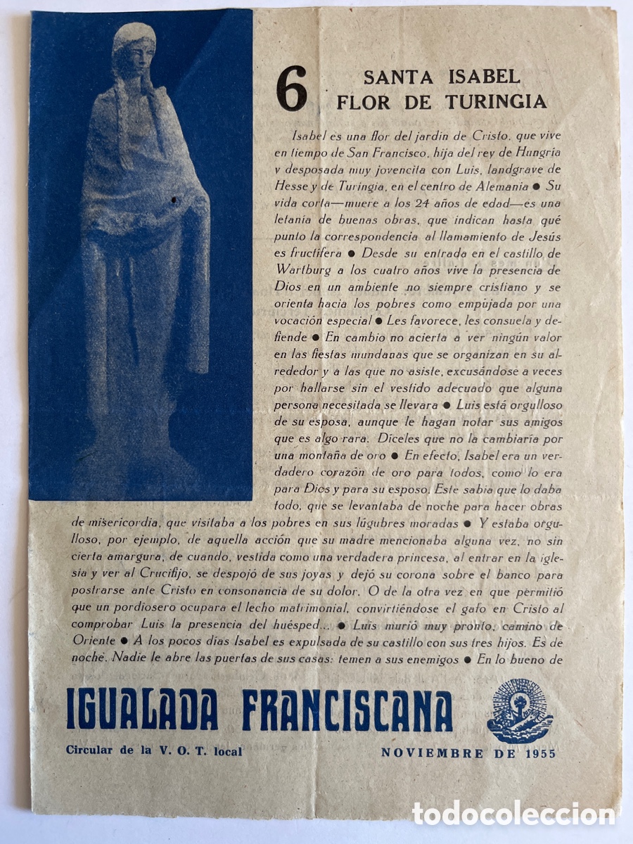 Collection Magazines and Newspapers: REVISTA. Igualada franciscana. Noviembre de 1955. Santa Isabel flor de Turingia.