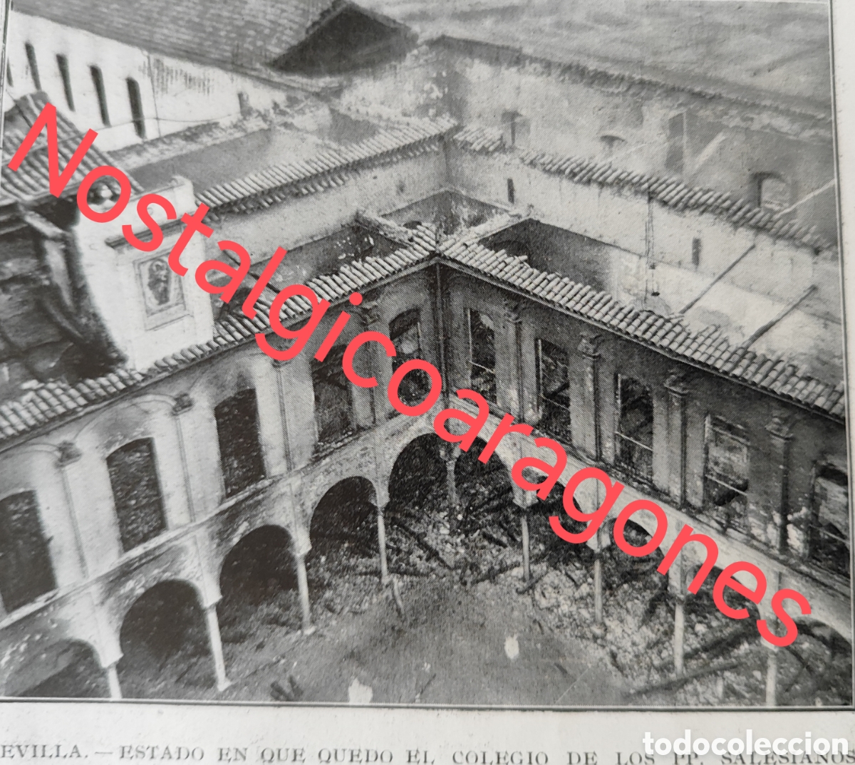 Coleccionismo de Revistas y Peri&oacute;dicos: Sevilla colegio Salesianos violento incendio foto revista princ siglo XX 192B
