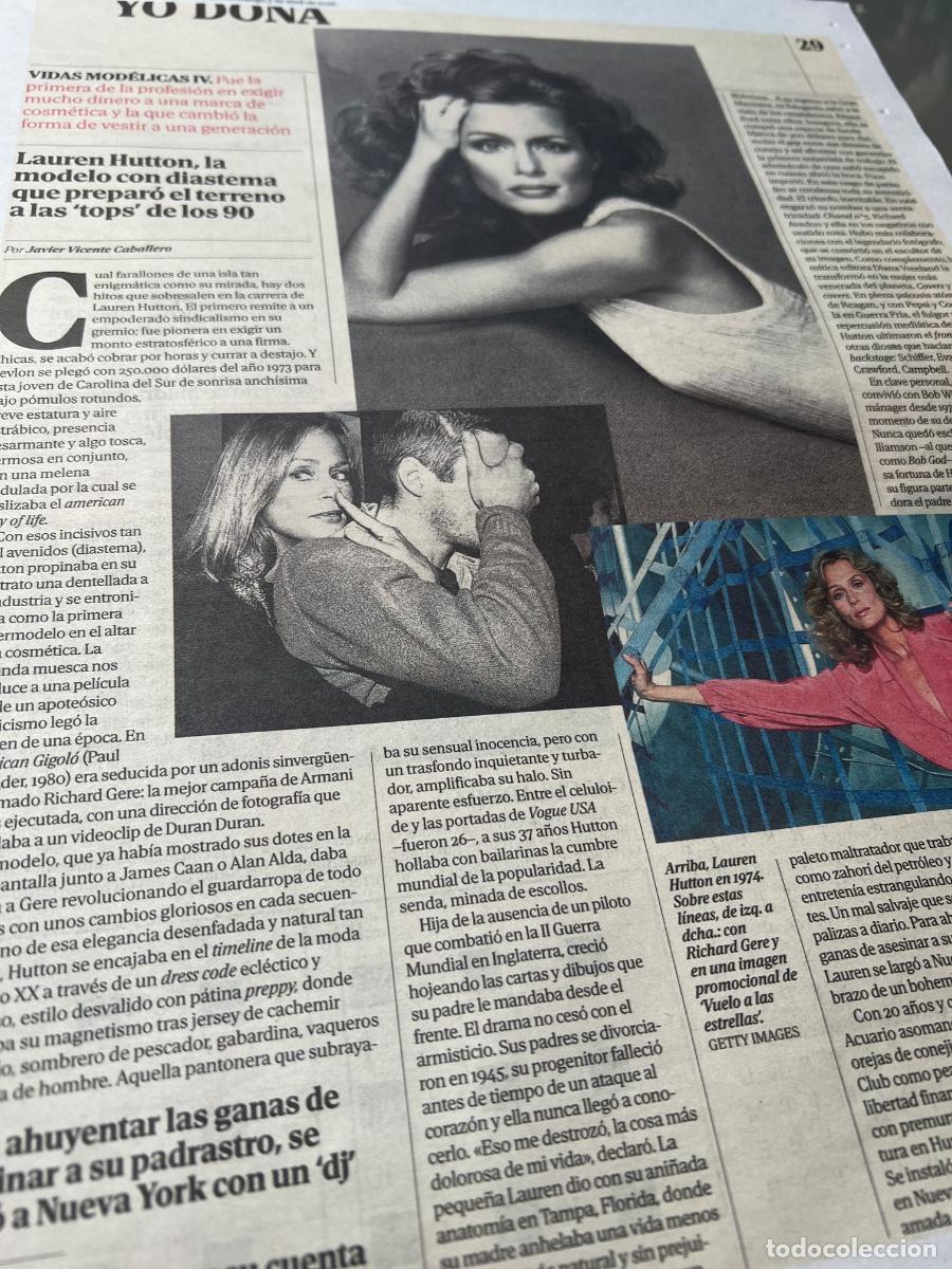 Colecionismo de Revistas e Jornais: Art&iacute;culo El Mundo sobre LAUREN HUTTON. MODELO.
