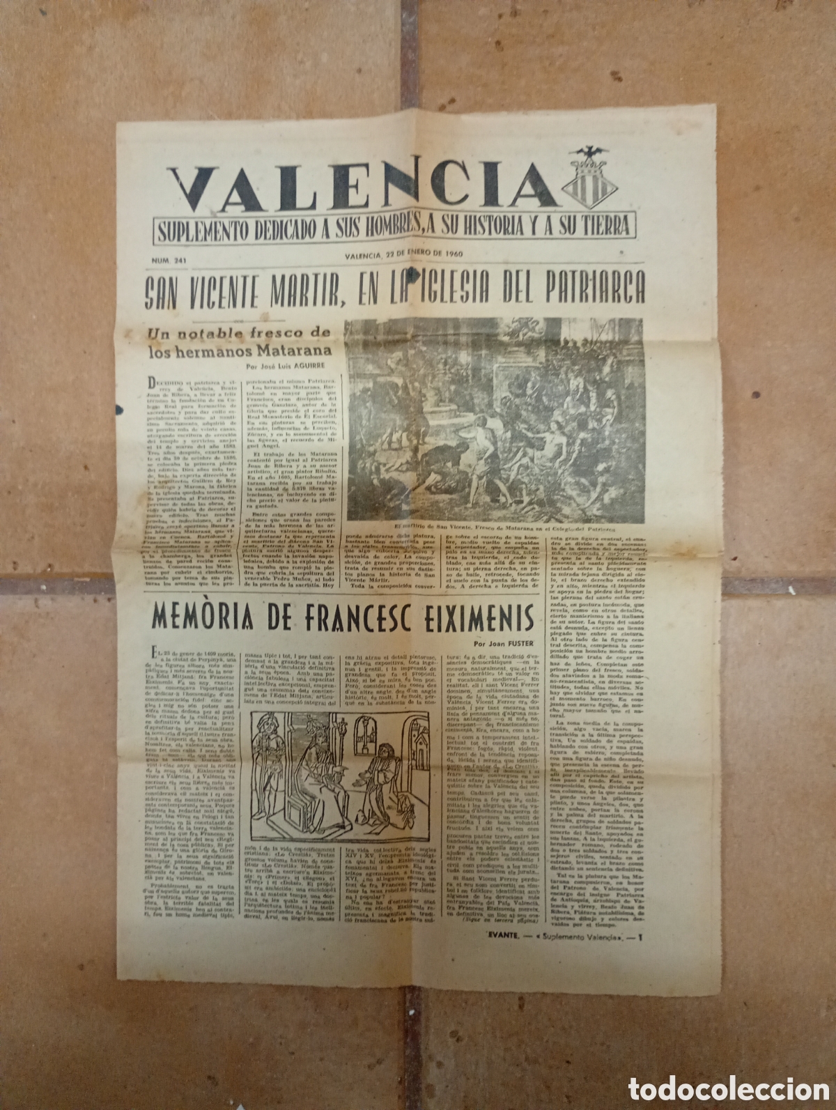 Coleccionismo de Revistas y Peri&oacute;dicos: VALENCIA 22/1/1960 N&ordm; 241 SUPLEMENTO DE LEVANTE DEDICADO A SUS HOMBRES, A SU HISTORIA Y A SU TIERRA