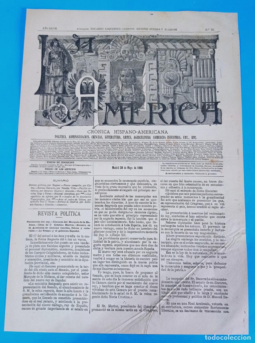 Coleccionismo de Revistas y Peri&oacute;dicos: REVISTA LA AM&Eacute;RICA - 28 MAYO 1886 - 16 P&Aacute;GINAS - 43 X 30 CMS
