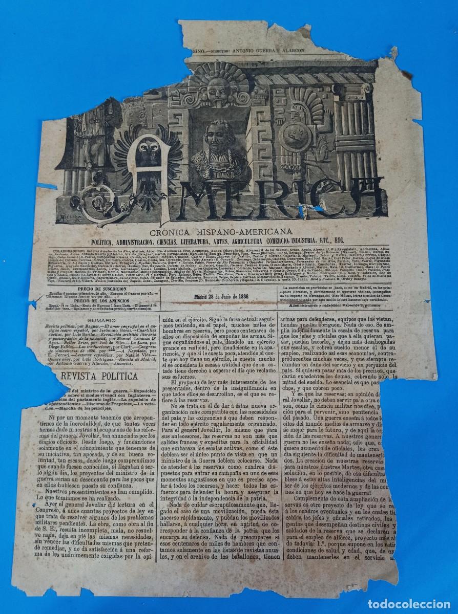 Coleccionismo de Revistas y Peri&oacute;dicos: REVISTA LA AM&Eacute;RICA - 28 JUNIO 1886 - 16 P&Aacute;GINAS - 43 X 30 CMS