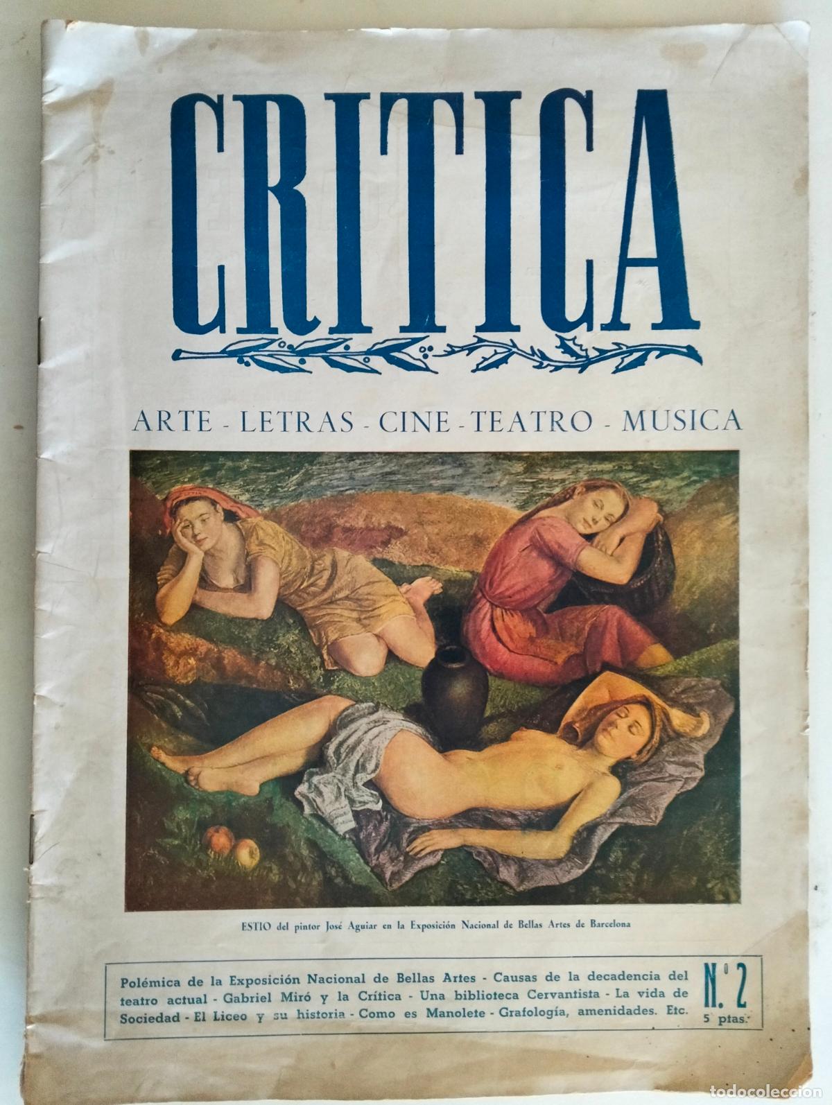 Coleccionismo de Revistas y Peri&oacute;dicos: ANTIGUA REVISTA CRITICA, N&ordm; 2, A&Ntilde;O 1944, ARTE, LETRAS, CINE, TEATRO Y MUSICA
