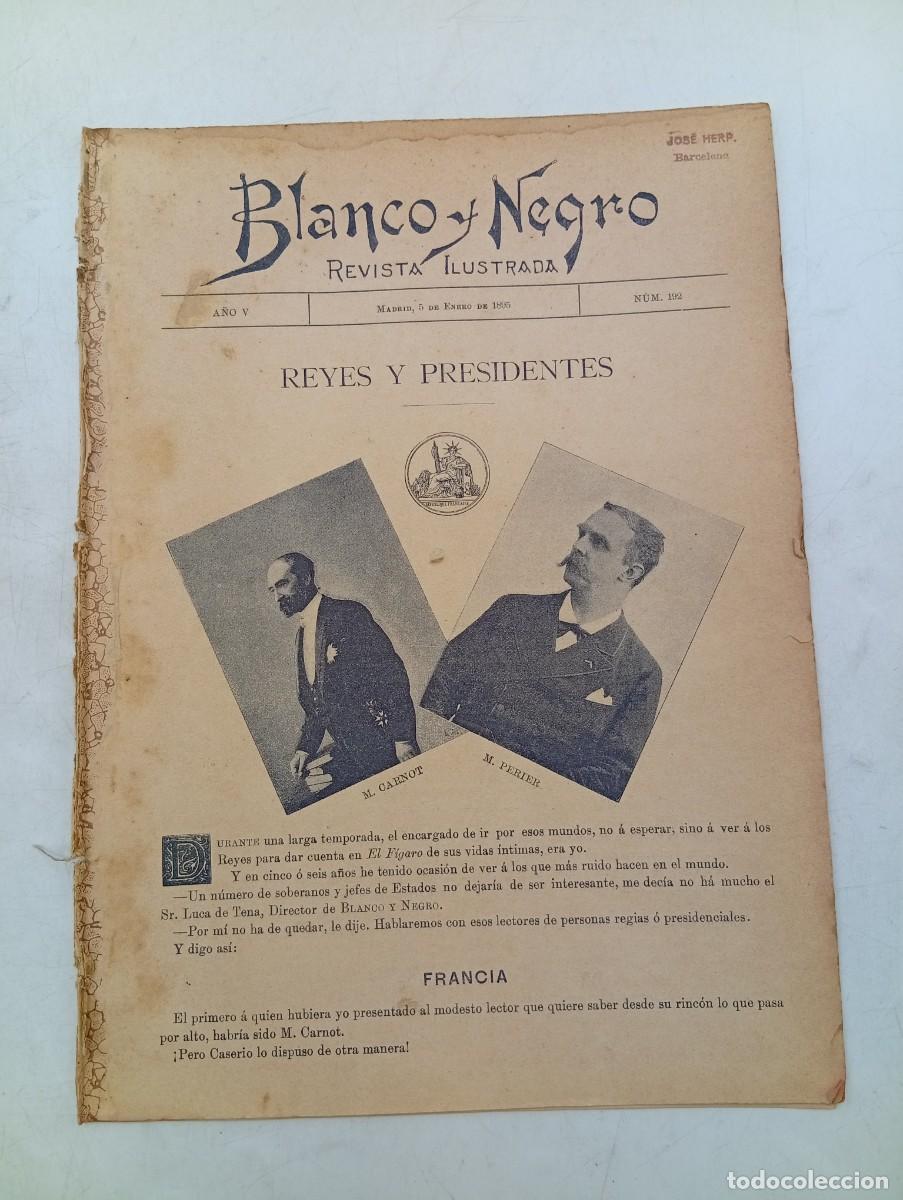Coleccionismo de Revistas y Peri&oacute;dicos: BLANCO Y NEGRO. N&ordm; 192. A&Ntilde;O 1895. REYES Y PRESIDENTES. SU SANTIDAD LE&Oacute;N XIII. ALEMANIA, ... LEER.