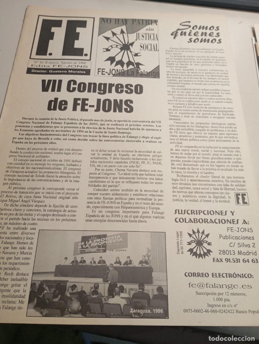 Coleccionismo de Revistas y Peri&oacute;dicos: REVISTA FALANGISTA F.E. II &Eacute;POCA N&ordm; 16. AGOSTO DE 1988 REF. UR MES 7