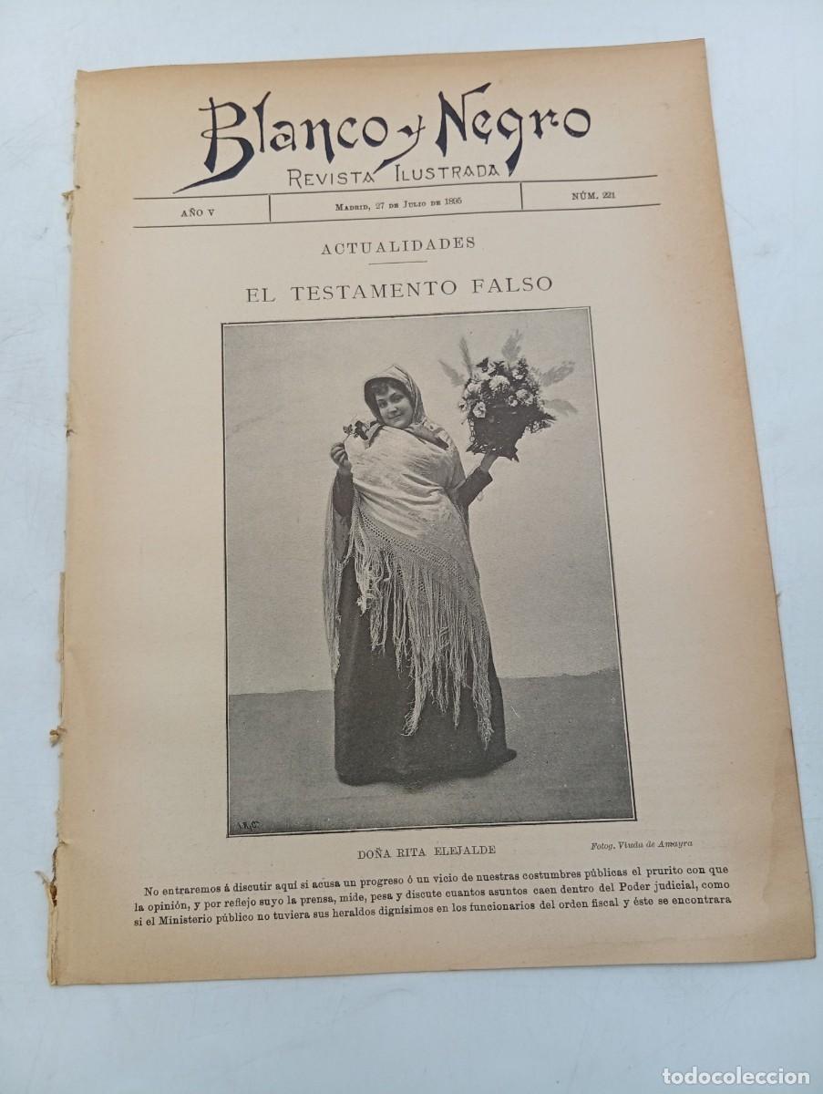 Coleccionismo de Revistas y Peri&oacute;dicos: BLANCO Y NEGRO. N&ordm; 221. A&Ntilde;O 1895. EL TESTAMENTO FALSO. VIAJE AL PA&Iacute;S DE LOS JESUITAS... LEER.