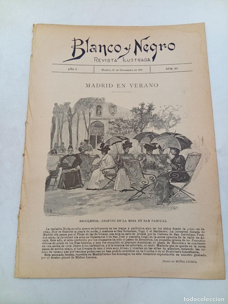 Colecionismo de Revistas e Jornais: BLANCO Y NEGRO. N&ordm; 229. A&Ntilde;O 1895. MADRID EN VERANO. LOS SOLDADOS DE MA&Ntilde;ANA. UN VENDEDOR .... LEER.
