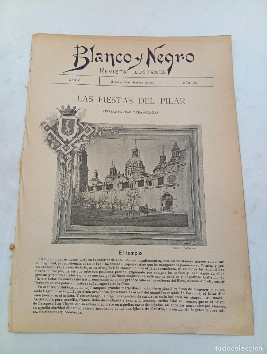 Coleccionismo de Revistas y Peri&oacute;dicos: BLANCO Y NEGRO. N&ordm; 232. A&Ntilde;O 1895. LAS FIESTAS DEL PILAR. LA FACULTAD DE MEDICINA. LA PLAZA ... LEER.