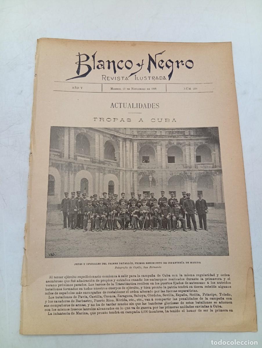 Coleccionismo de Revistas y Peri&oacute;dicos: BLANCO Y NEGRO. N&ordm; 238. A&Ntilde;O 1895. TROPAS A CUBA. EL MARQU&Eacute;S DE CABRI&Ntilde;ANA. ESCENAS MADRILE&Ntilde;AS... LEER