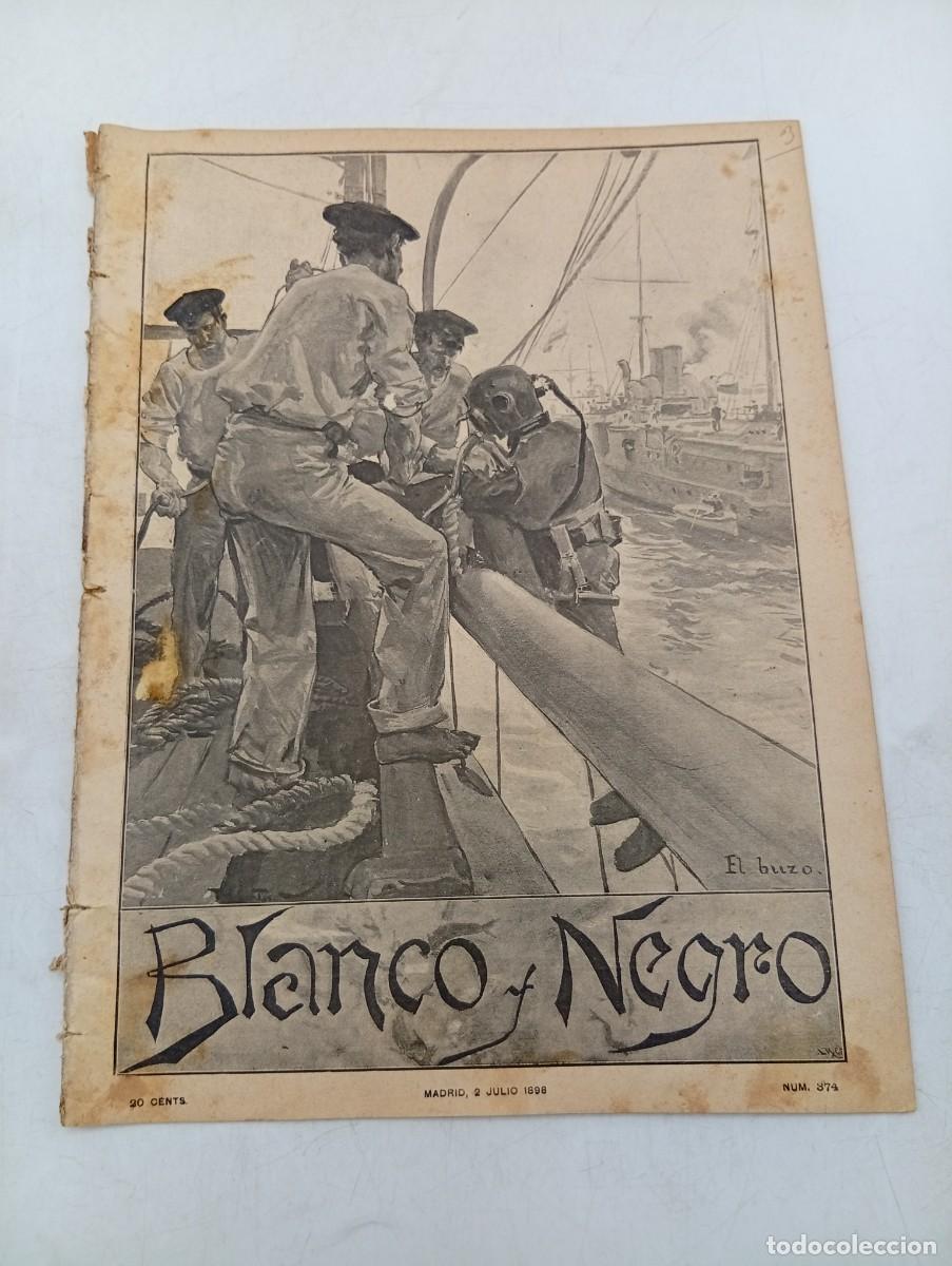 Coleccionismo de Revistas y Peri&oacute;dicos: BLANCO Y NEGRO. N&ordm; 374. 1898. LA CAZA DEL TRASATLANTICO. LOS DEFENSORES DE SANTIAGO DE CUBA... LEER.