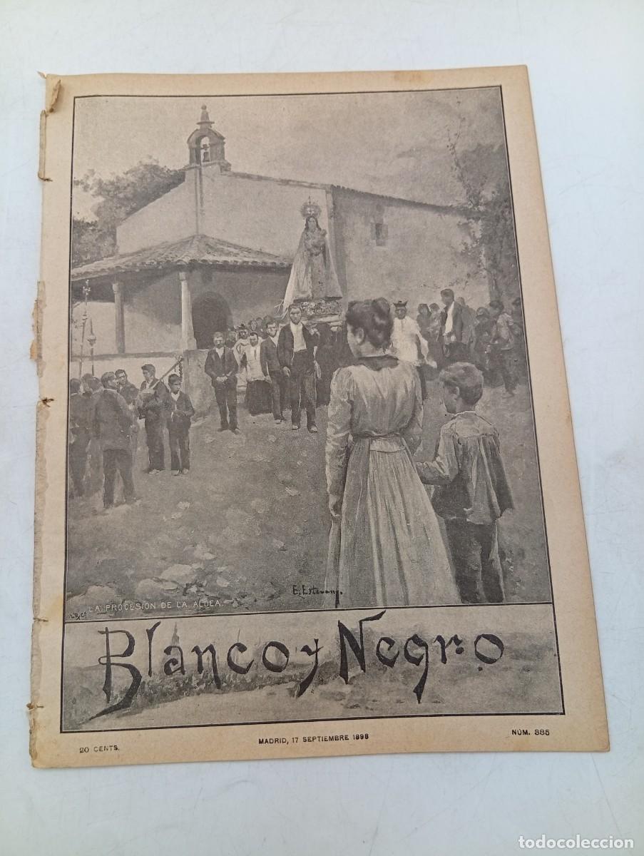Coleccionismo de Revistas y Peri&oacute;dicos: BLANCO Y NEGRO. N&ordm; 385. A&Ntilde;O 1898. LA VIRGEN AZUL. ISABEL DE AUSTRIA. JUAN SOLDADO EN SANTANDER. LEER