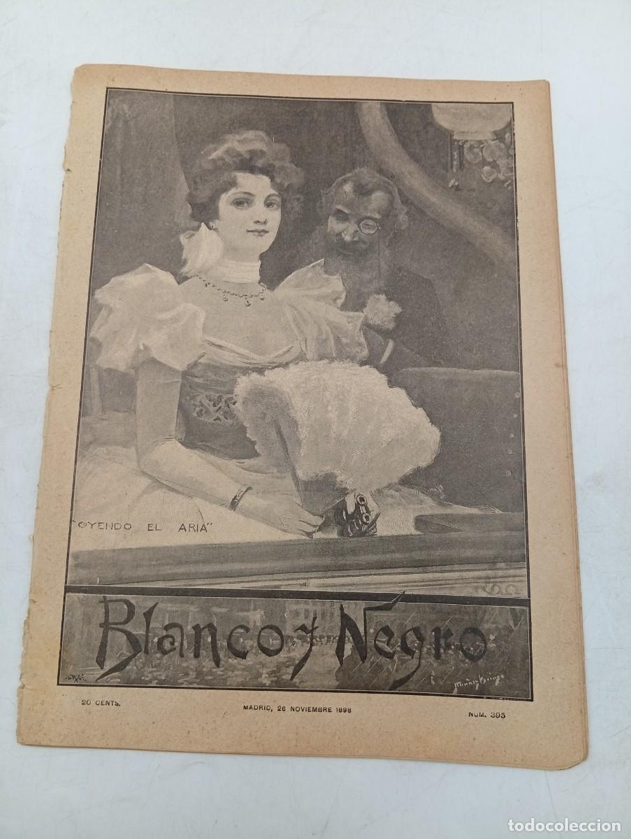 Collectionnisme de Revues et Journaux: BLANCO Y NEGRO. N&ordm; 395. A&Ntilde;O 1898. EL VIAJERO SUDEXPR&Eacute;S. LA ACADEMIA ESPA&Ntilde;OLA. CASINO MUSIC... LEER
