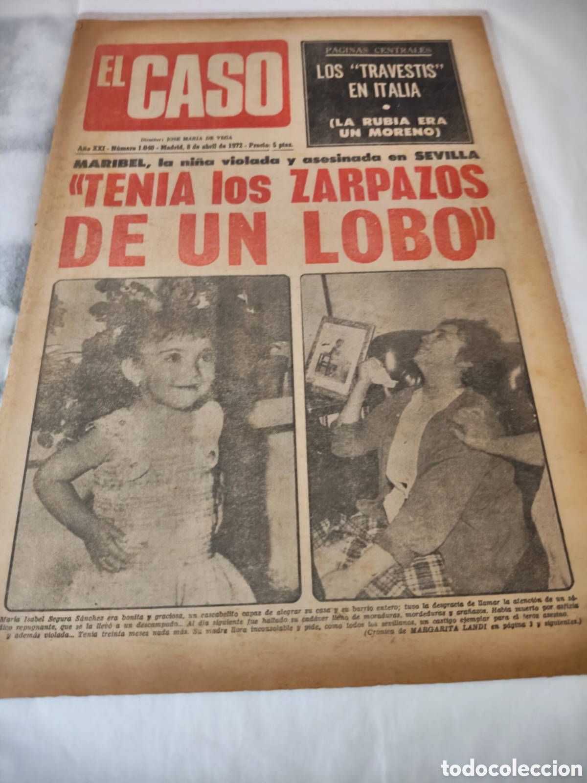 Collection Magazines and Newspapers: Peri&oacute;dico el Caso 8 de abril de 1972 en portara ten&iacute;a zarpazos de un lobo