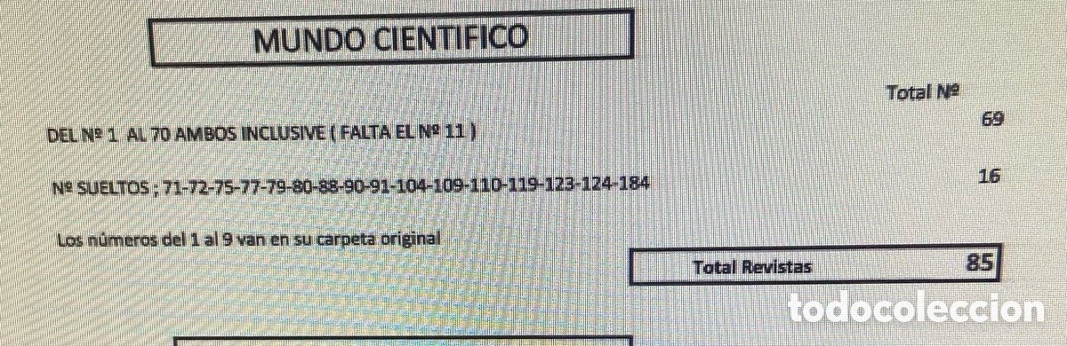 Coleccionismo de Revistas y Peri&oacute;dicos: Revistas de Mundo Cient&iacute;fico