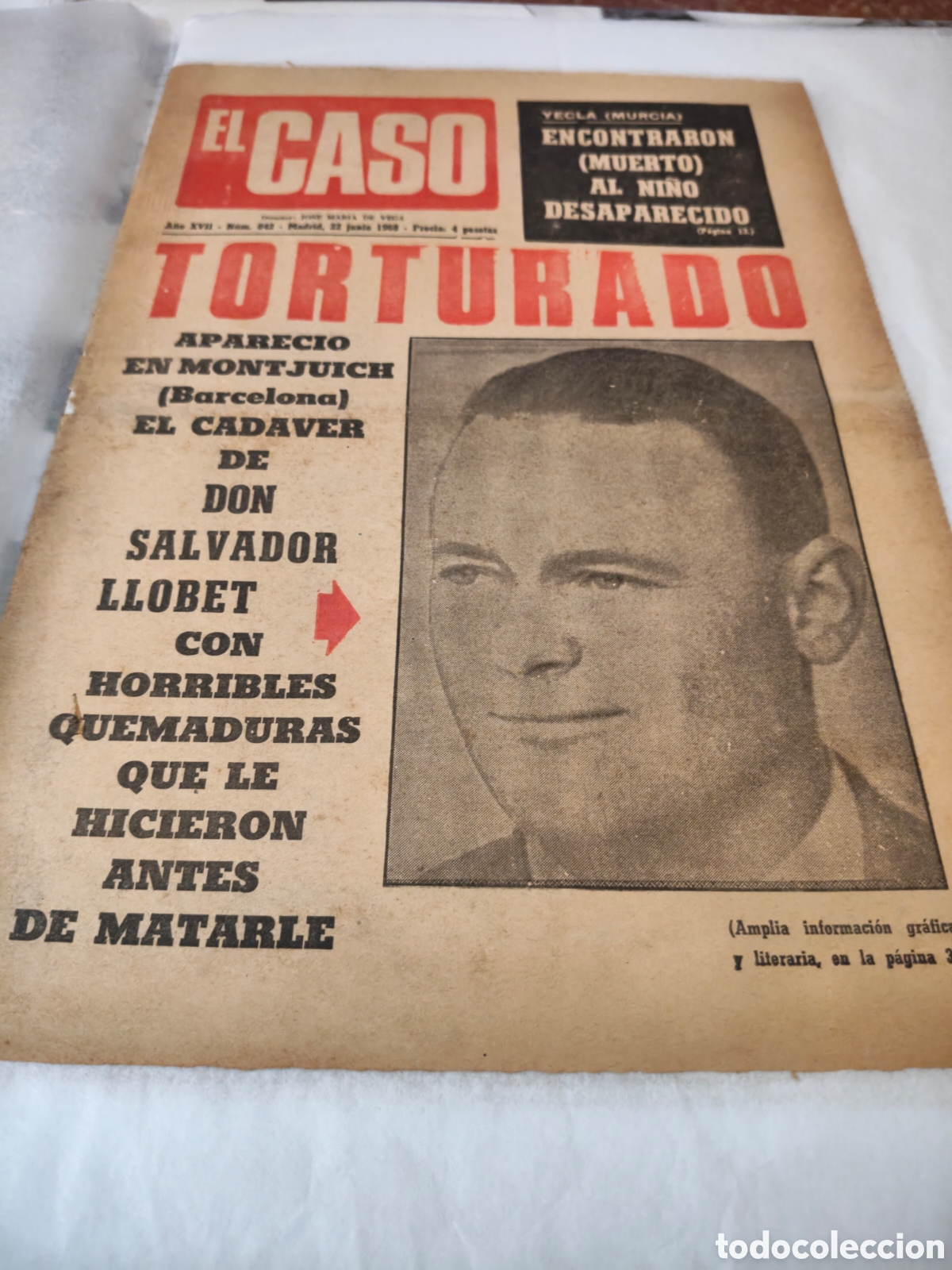 Collection Magazines and Newspapers: Peri&oacute;dico el caso 22 junio de 1968 en portada Toturado