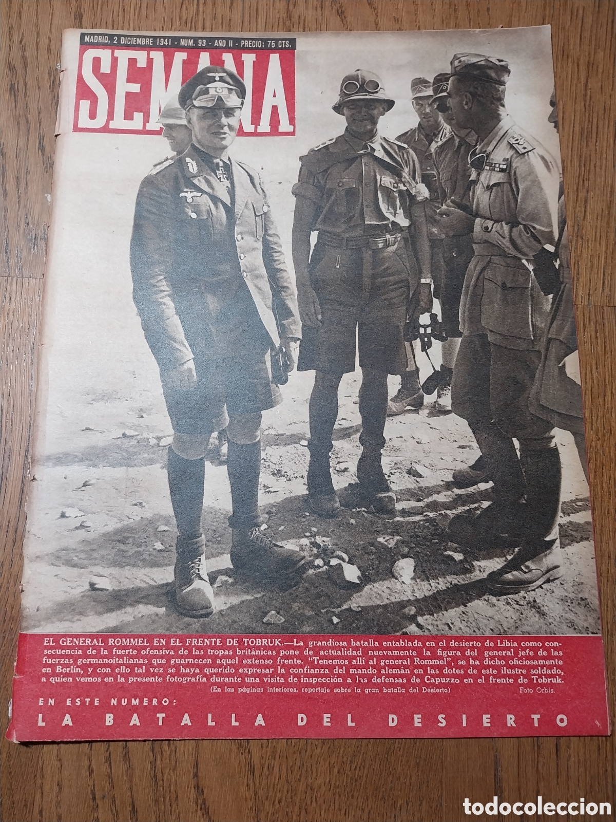 Collectionnisme de Revues et Journaux: SEMANA 1941 ROMMEL EN TOBRUK LA BATALLA DEL DESIERTO. LAS 14 ESMERALDAS DE LA VIRREINA
