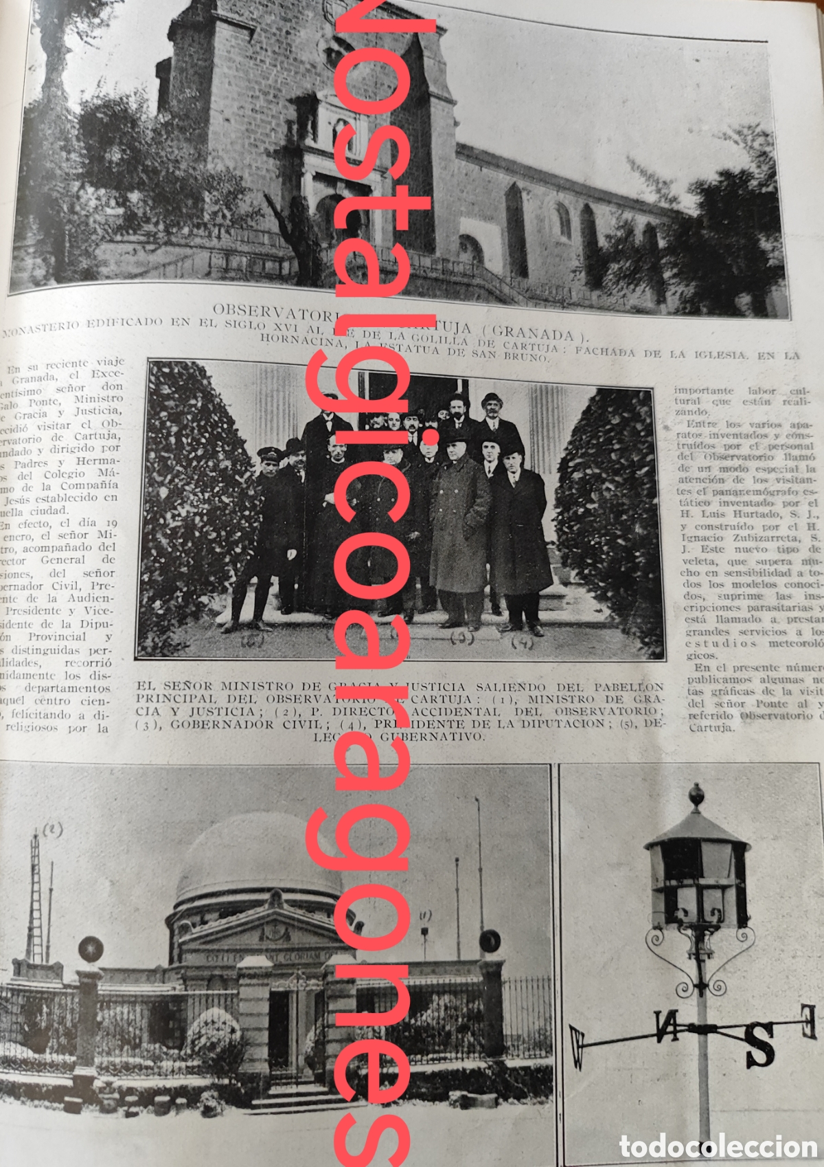 Coleccionismo de revistas y peri&oacute;dicos: Granada Observatorio de Cartuja visita personalidades foto revista princ siglo XX 192B