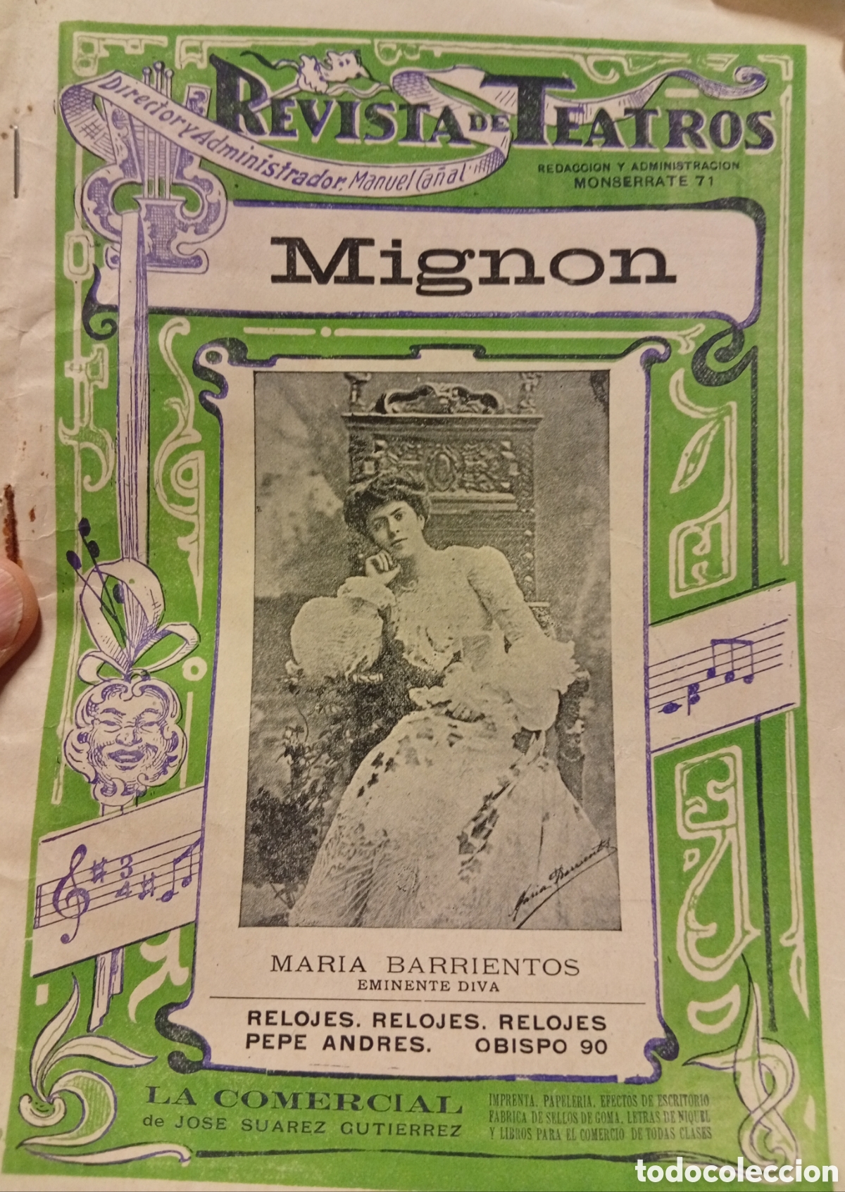 Coleccionismo de Revistas y Peri&oacute;dicos: Antigua peque&ntilde;a Revista de teatros Mignon ,Mar&iacute;a Barrientos