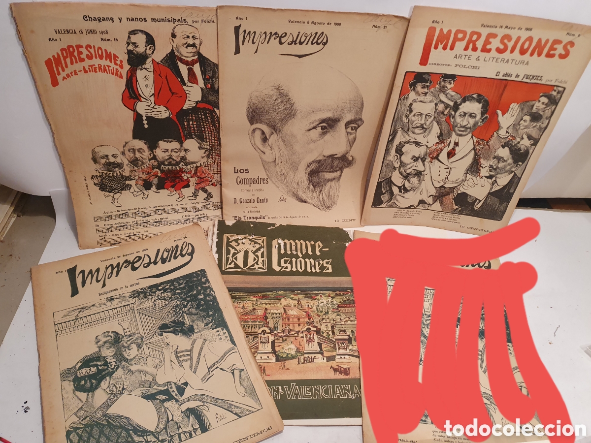 Coleccionismo de Revistas y Peri&oacute;dicos: IMPRESIONES. REVISTA VALENCIANA. ARTE LITERATURA. 5 NUMEROS 1908-1909. LITOGRAFIA HIJAS S. PABLO-VAL