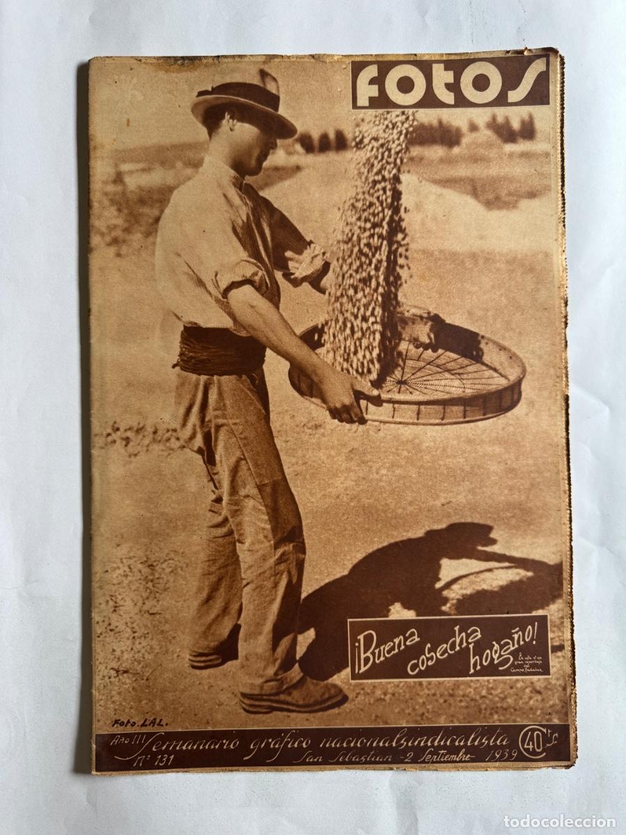 Coleccionismo de Revistas y Peri&oacute;dicos: Revista Fotos, A&ntilde;o 1939, San Sebastian, Juan Belmonte, Guerra