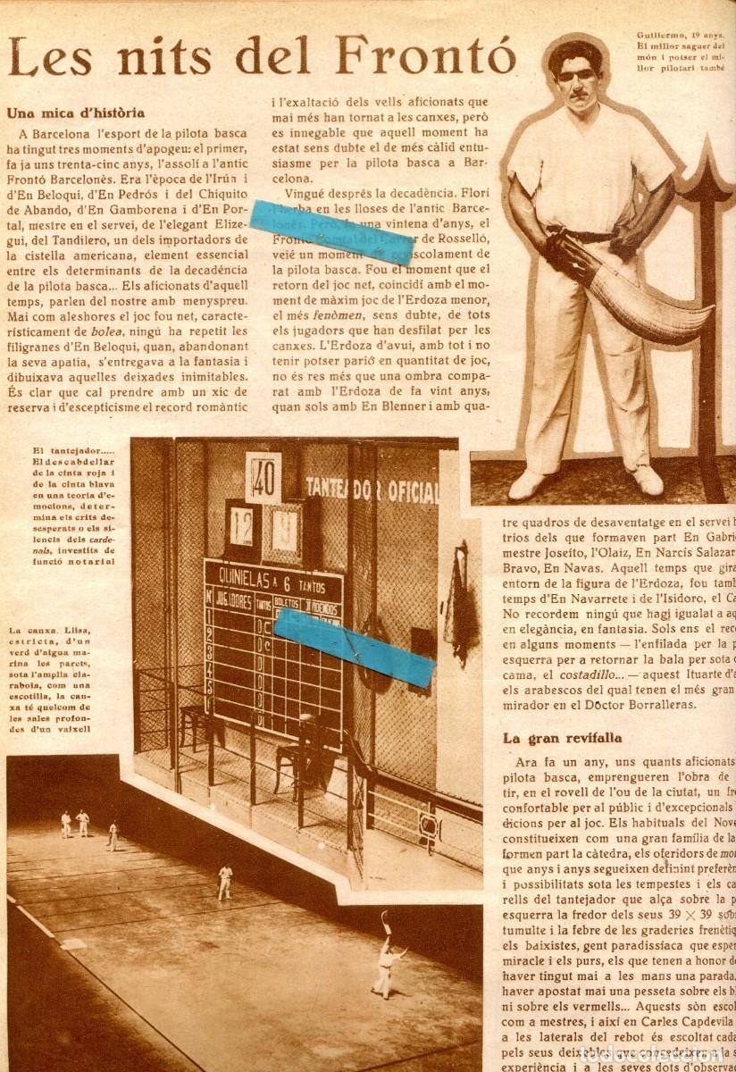 Coleccionismo de Revistas y Peri&oacute;dicos: REVISTA A&Ntilde;O 1930 PELOTA VASCA EN BARCELONA GUILLERMO MANOLO UTOR CORREDOR DE MOTOS GARRIGA BASQUET