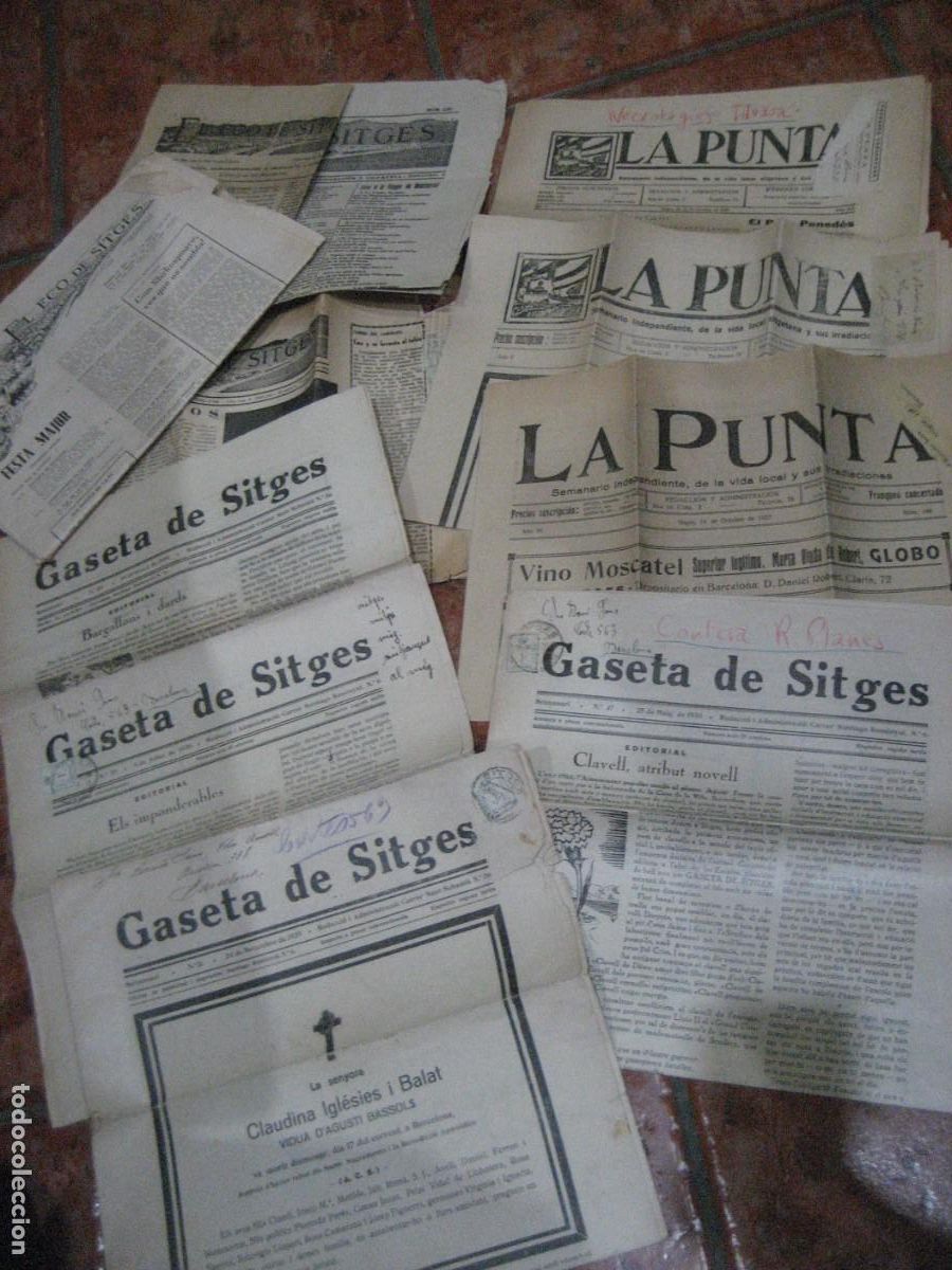 Coleccionismo de Revistas y Peri&oacute;dicos: lote 12 periodicos antiguos de Sitges la punta 1927 -28 -29 Gaseta de sitges 1930 El Eco de sitges